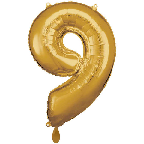Folienzahlen 0-9 in gold glänzend | ca. 86cm | inkl. Heliumfüllung