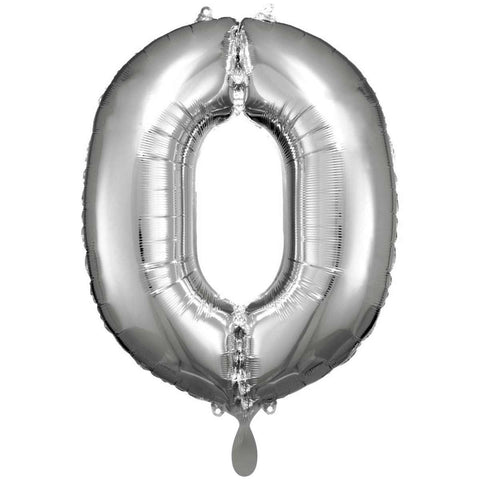 Folienzahlen 0-9 in silber glänzend | ca. 86cm | inkl. Heliumfüllung