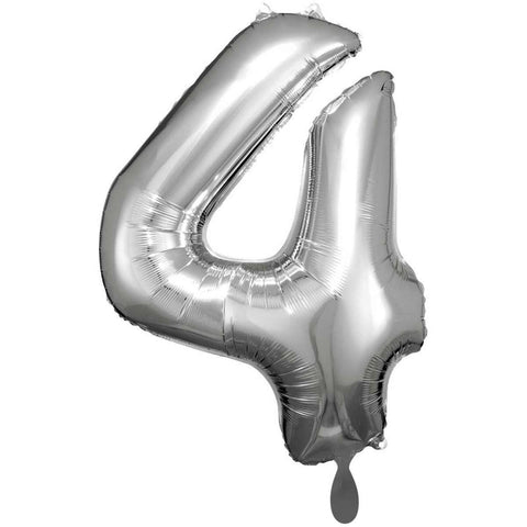Folienzahlen 0-9 in silber glänzend | ca. 86cm | inkl. Heliumfüllung