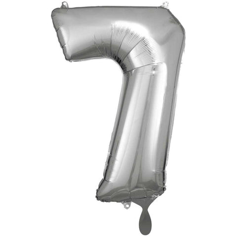 Folienzahlen 0-9 in silber glänzend | ca. 86cm | inkl. Heliumfüllung
