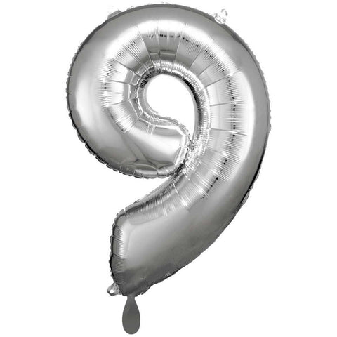 Folienzahlen 0-9 in silber glänzend | ca. 86cm | inkl. Heliumfüllung