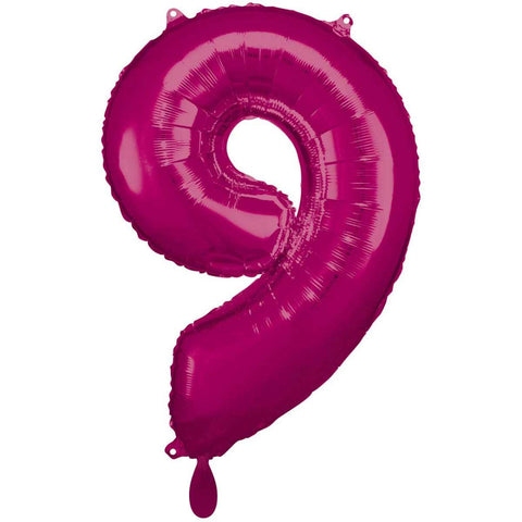 Folienzahlen 0-9 in pink glänzend | ca. 86cm | inkl. Heliumfüllung