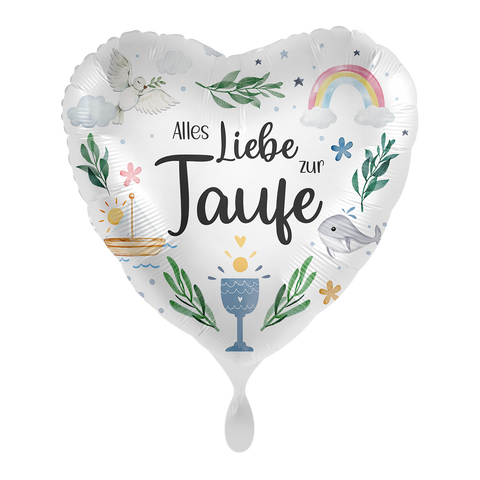 Folienballon Religion | Alles Liebe zur Taufe | rund | 45cm | inkl. Heliumfüllung