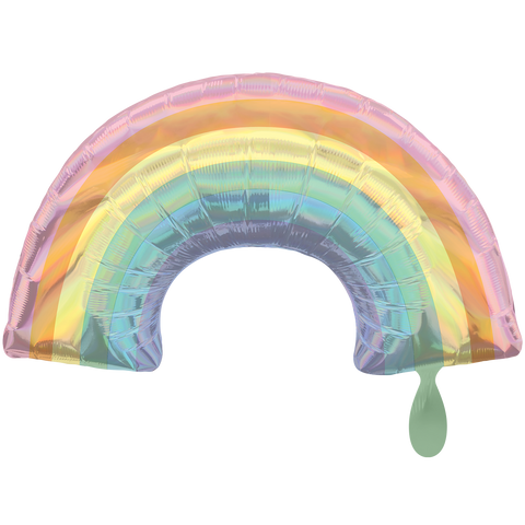 Folienballon Figur & Form | Regenbogen holo pastell | ca. 86 cm | inkl. Heliumfüllung