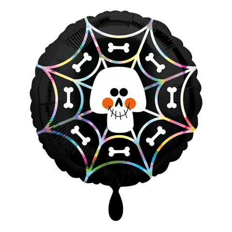 Folienballon Halloween | rund mit Totenkopfmotiv | ca. 43cm | inkl. Heliumfüllung