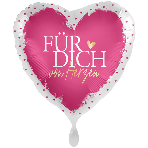 Folienballon Liebe & Valentinstag | Herz  | Für dich von Herzen | ca. 43cm | inkl. Heliumfülllung