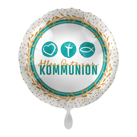 Folienballon Religion | KOMMUNION | Alles Gute zur Kommunion | ca. 45cm | inkl. Heliumfüllung