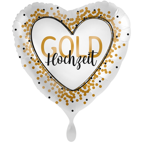 Folienballon Hochzeit | Goldhochzeit | schwarz/gold | ca. 45cm | inkl. Heliumfülllung
