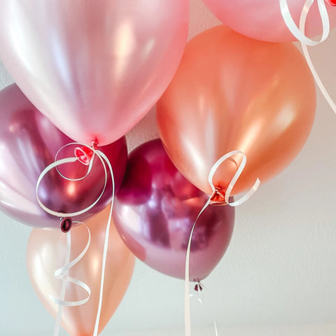 Farbkombi chrom pomegranate, pearl rosa & metallic rosé| 30cm | inkl. Helium