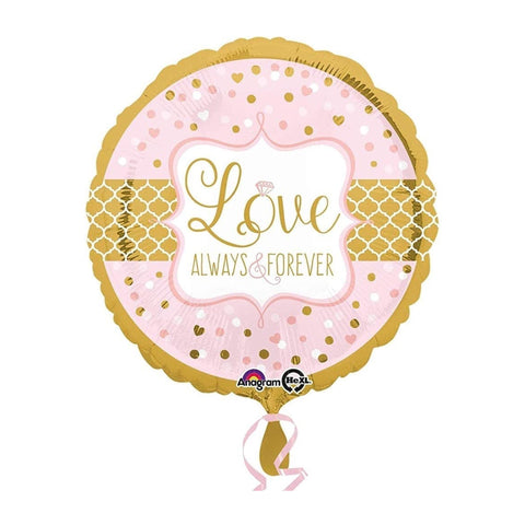 Folienballon Hochzeit | Love always & forever | rund | gold | ca. 45cm | inkl. Heliumfülllung