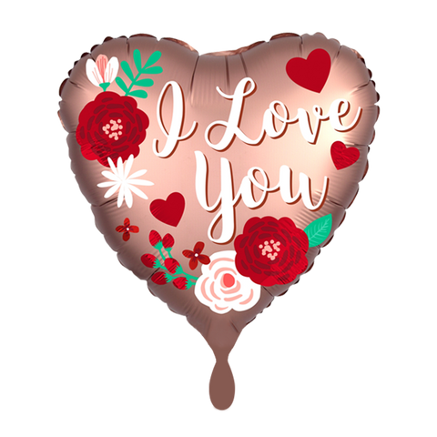 Folienballon Liebe & Valentinstag | Roségoldenes Herz I love you | ca. 45cm | inkl. Heliumfüllung